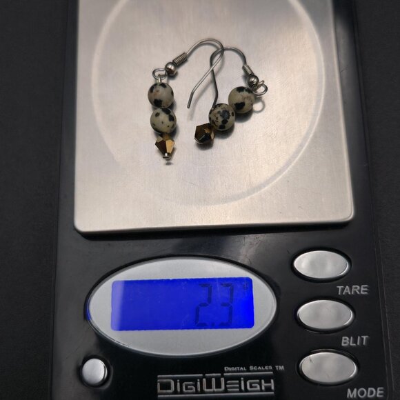 Silver Plated Dalmatian Jasper Handmade Earrings A7274 - Picture 5 of 5